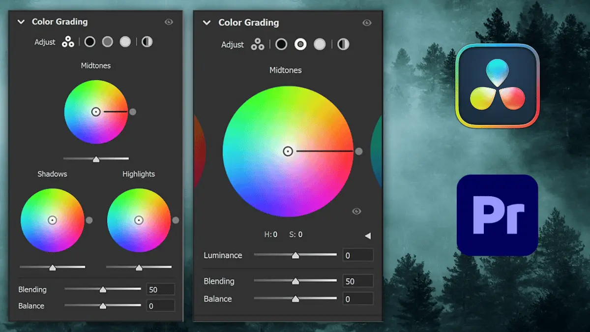 DaVinci Resolve and Adobe Premiere Pro provide advanced controls for color work